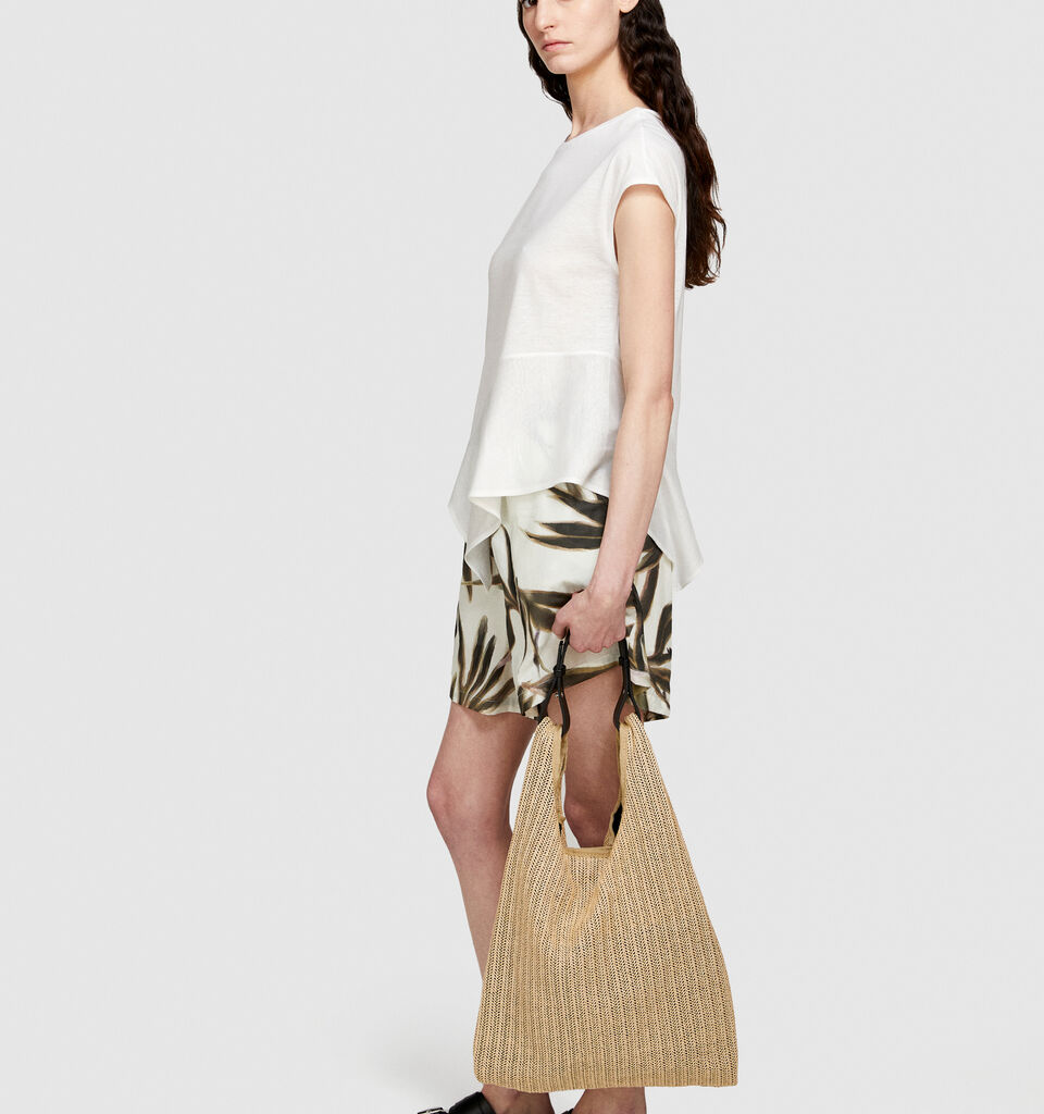 T-shirt with asymmetric flounce - women's short sleeve t-shirts - White | Sisley image number 2